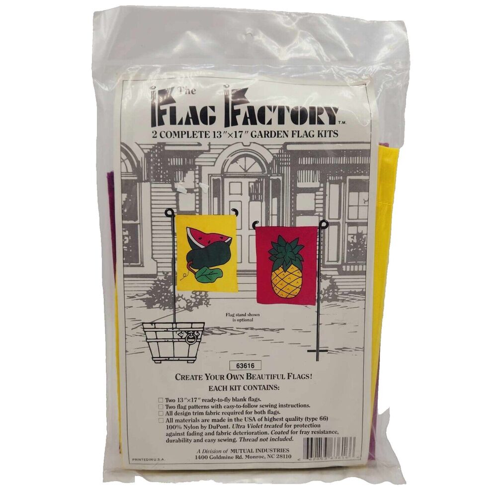 Flag Factory 2 Complete Garden Flag Kits Watermelon & Pineapple Style #63616 NEW